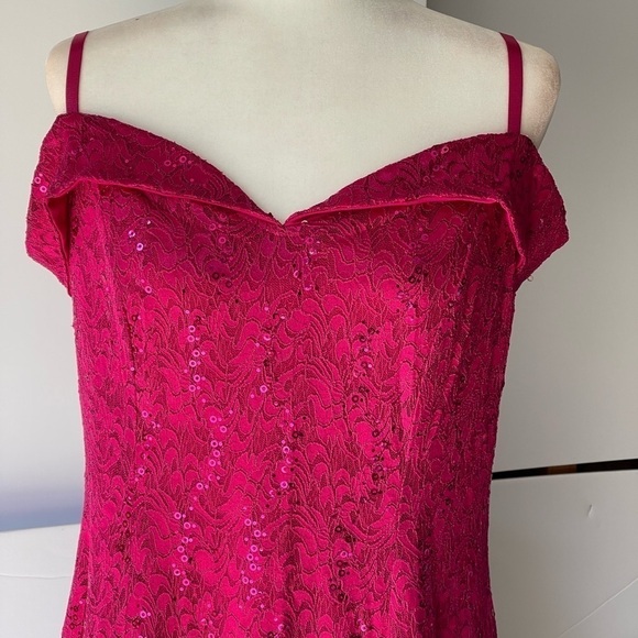 Candalite Women's Plus Size Pink Sequin Formal Bridal Party Prom Dress Maxi, XL - Picture 9 of 11